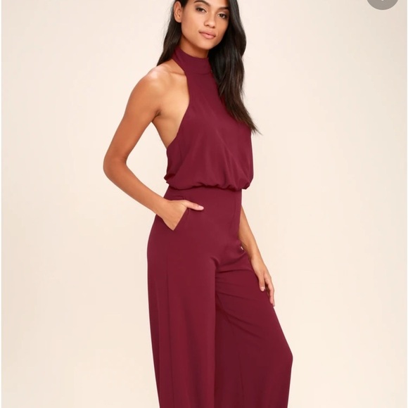 Lulus moments of life wine red healer jumpsuit size small great condition - Picture 2 of 11